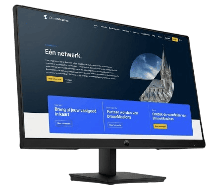 Website van Drone Missions op monitor