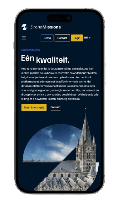 Mobiele versie van de website van Drone Missions